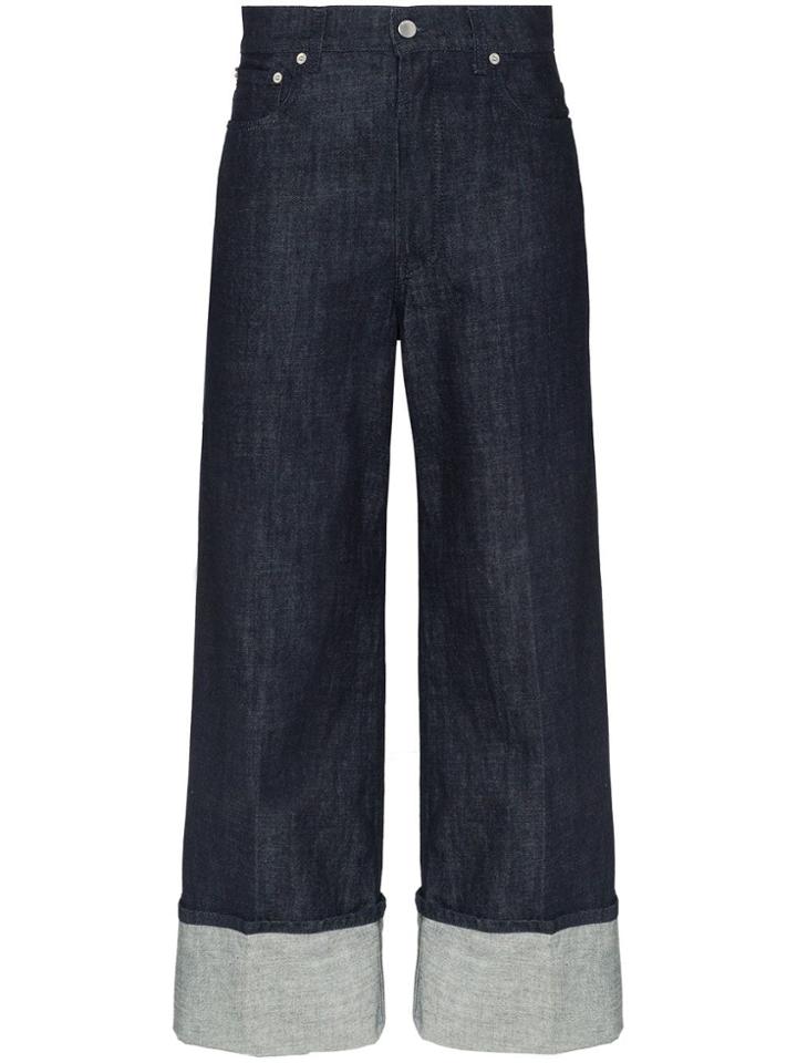 Jw Anderson Turned-cuff Straight-leg Jeans - Blue