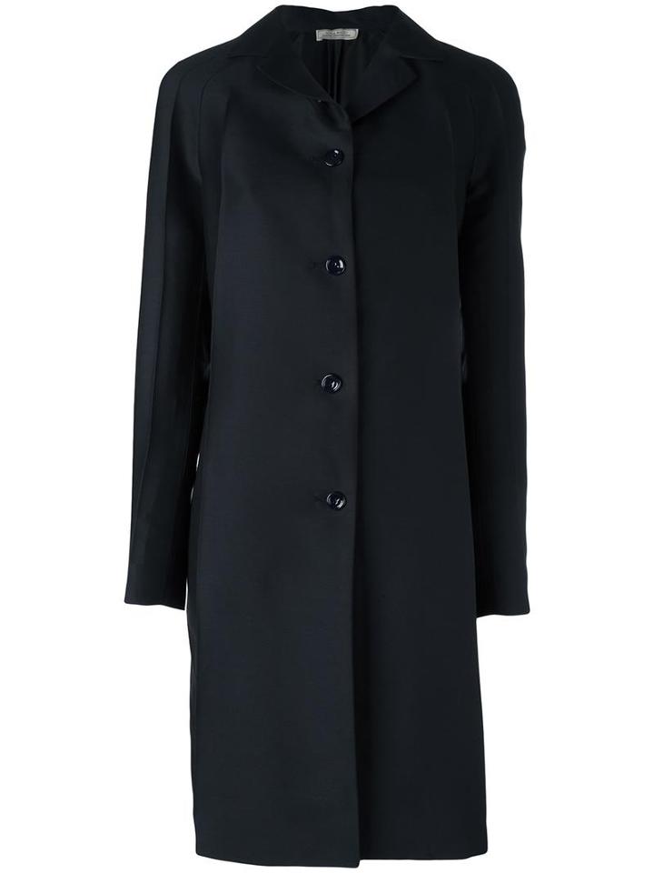 Nina Ricci Pleated Sleeve Coat, Women's, Size: 42, Blue, Silk/wool