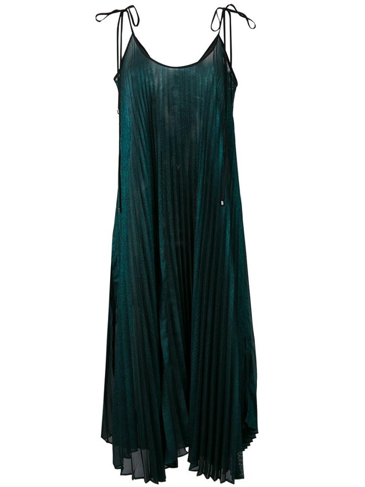 Twin-set Spaghetti Strap Pleated Dress - Green
