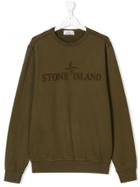 Stone Island Junior Teen Embroidered Logo Sweatshirt - Green