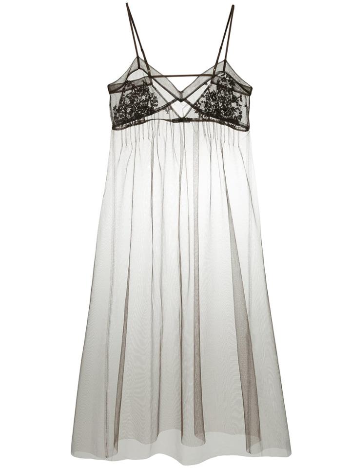 Aula Mesh Overlay Dress - Brown