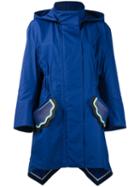 Fendi Hooded Parka, Women's, Size: 40, Blue, Cotton/silk/polyester/spandex/elastane