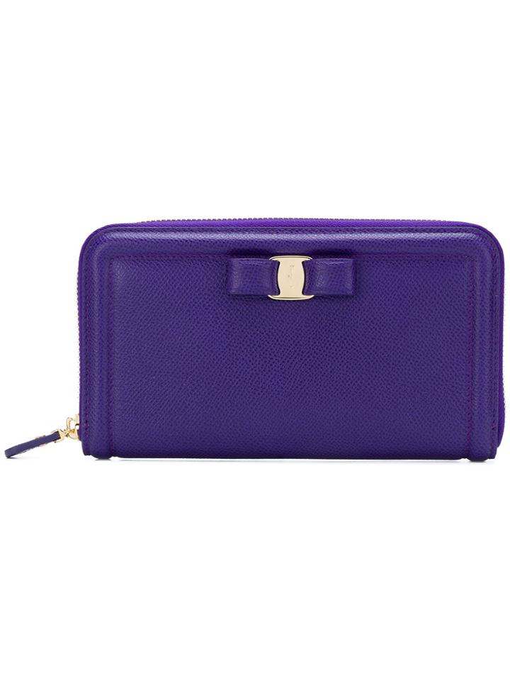 Salvatore Ferragamo Vara All-around Zipped Wallet - Pink & Purple