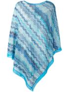 Missoni - Patterned Lightweight Poncho - Women - Rayon/viscose - One Size, Blue, Rayon/viscose