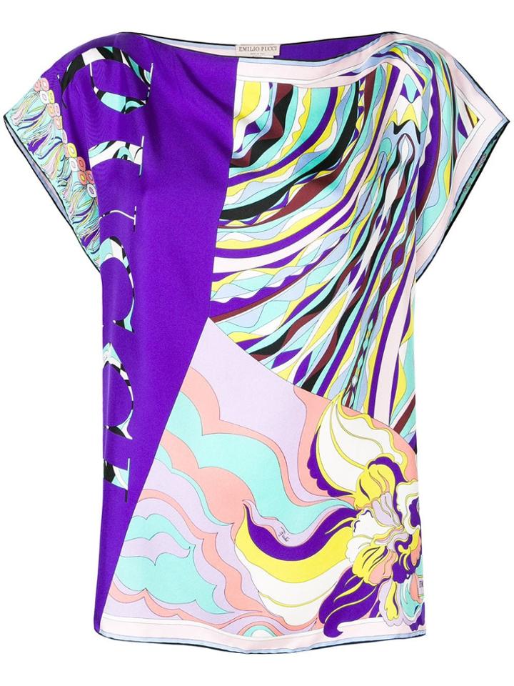 Emilio Pucci Patchwork Print Silk Top - Purple