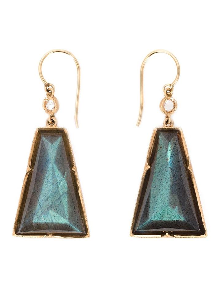 Irene Neuwirth 18kt Rose Gold Labradorite Drop Earrings, Women's, Grey, 18kt Rose Gold