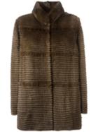 Liska Cashmere Stand Up Collar Coat, Women's, Size: 4, Brown, Mink Fur/cashmere