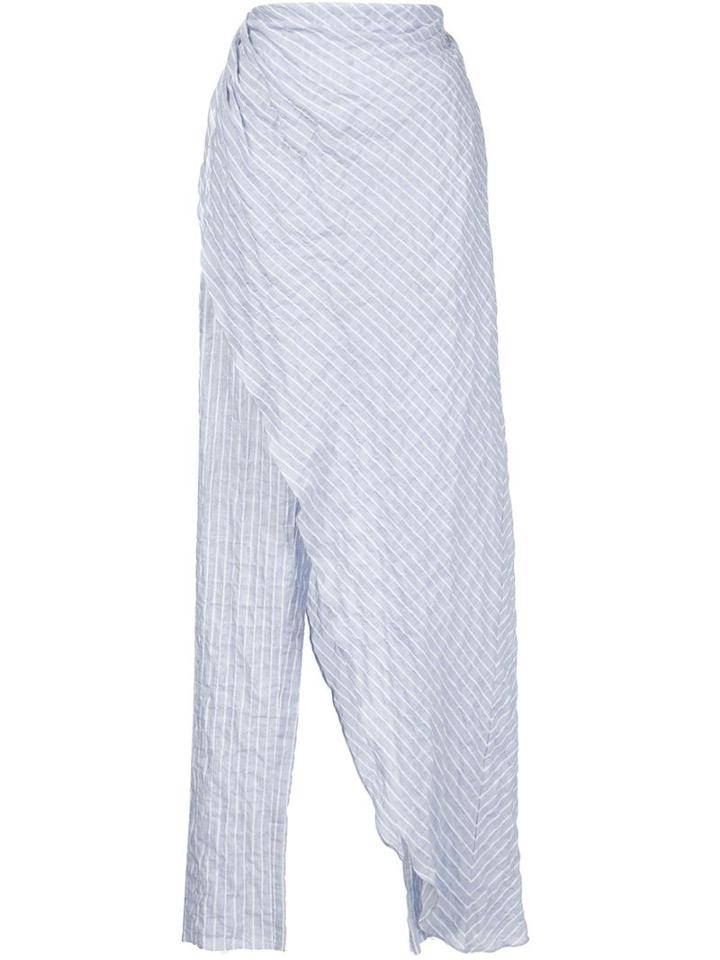Baja East Asymmetric Wrapped Trousers, Women's, Size: 0, Blue, Cotton/polyurethane