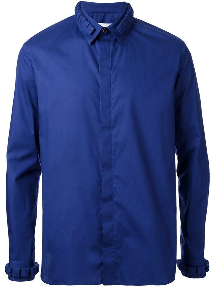 Wan Hung Cube Detail Shirt, Men's, Size: 48, Blue, Cotton