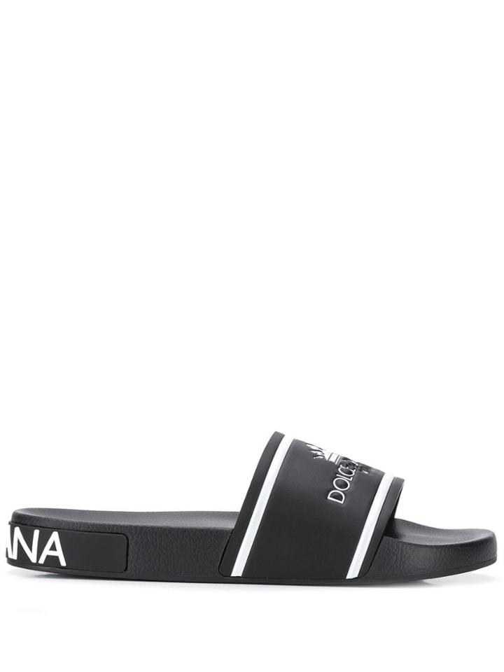 Dolce & Gabbana Embossed Logo Slides - Black