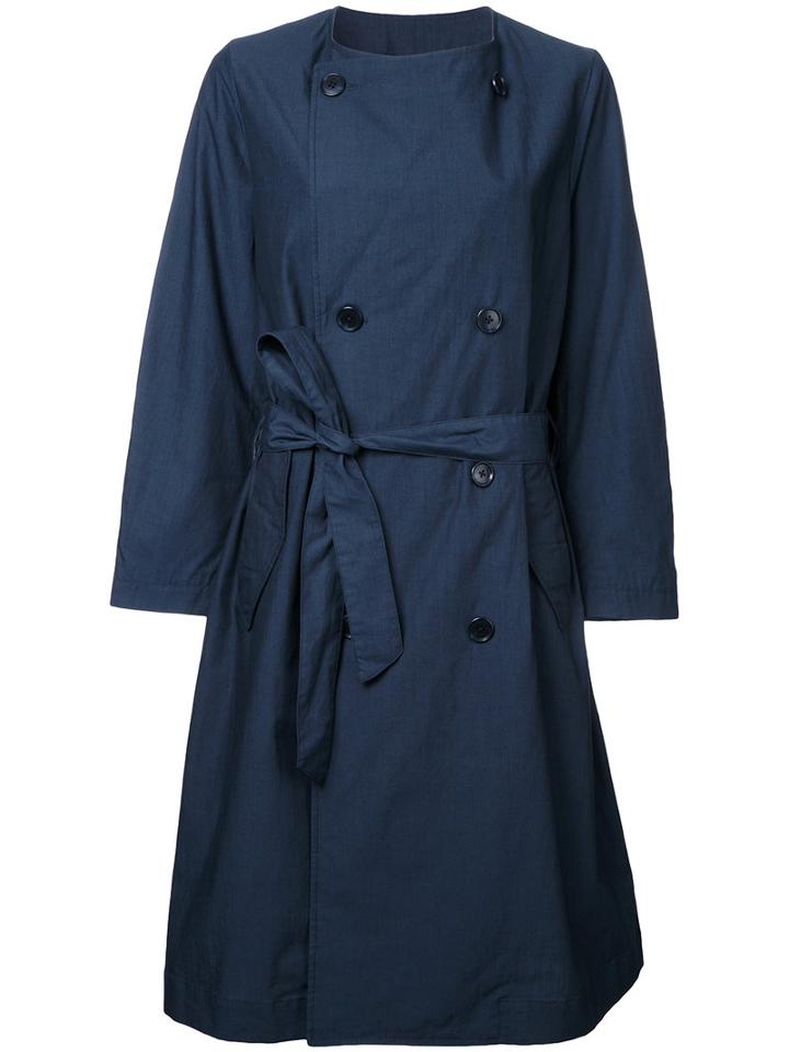 En Route - Belted Double Breasted Coat - Women - Nylon - 2, Women's, Blue, Nylon