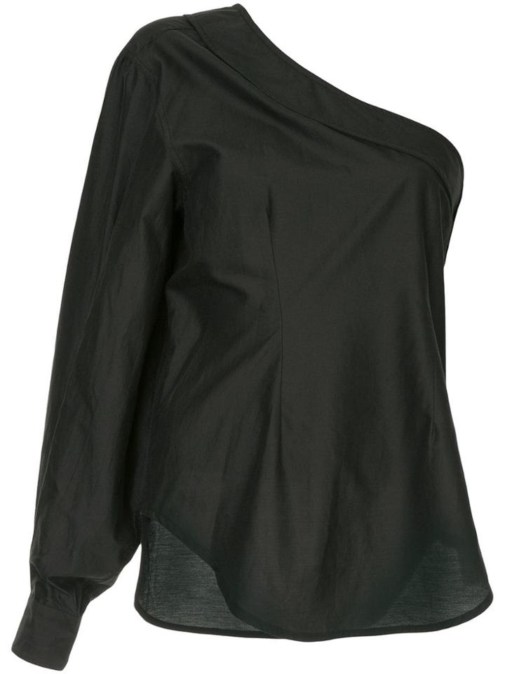 Bassike One Shoulder Blouse - Black