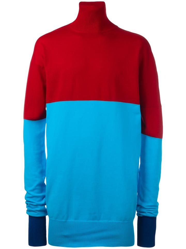 J.w.anderson Roll Neck Bicolour Jumper, Men's, Size: Medium, Red, Polyamide/virgin Wool/viscose