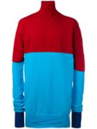 J.w.anderson Roll Neck Bicolour Jumper, Men's, Size: Medium, Red, Polyamide/virgin Wool/viscose