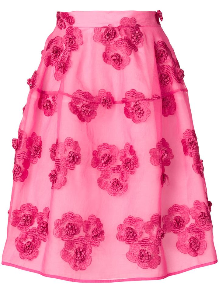 P.a.r.o.s.h. Floral-embroidered Skirt - Pink & Purple