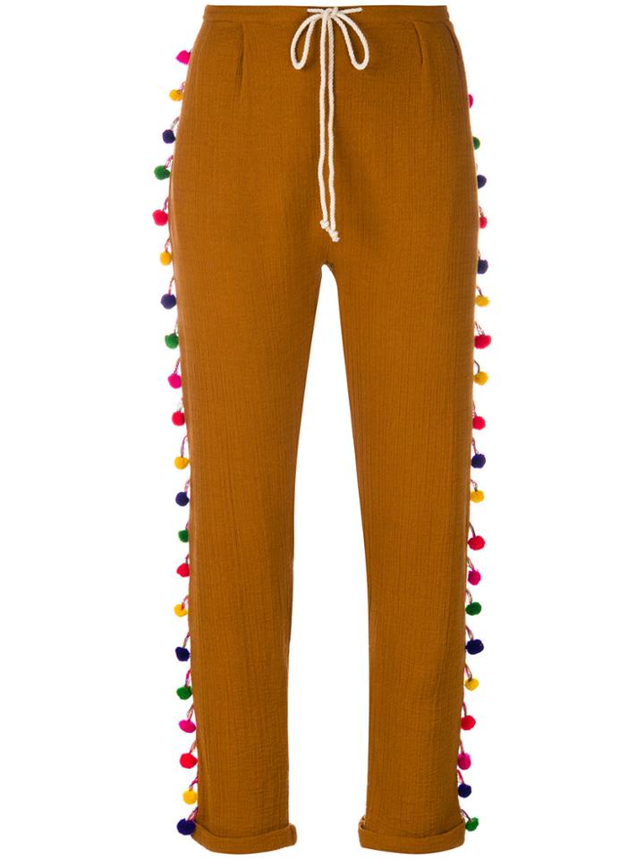Mes Demoiselles Pom-pom Slim Fit Trousers - Brown