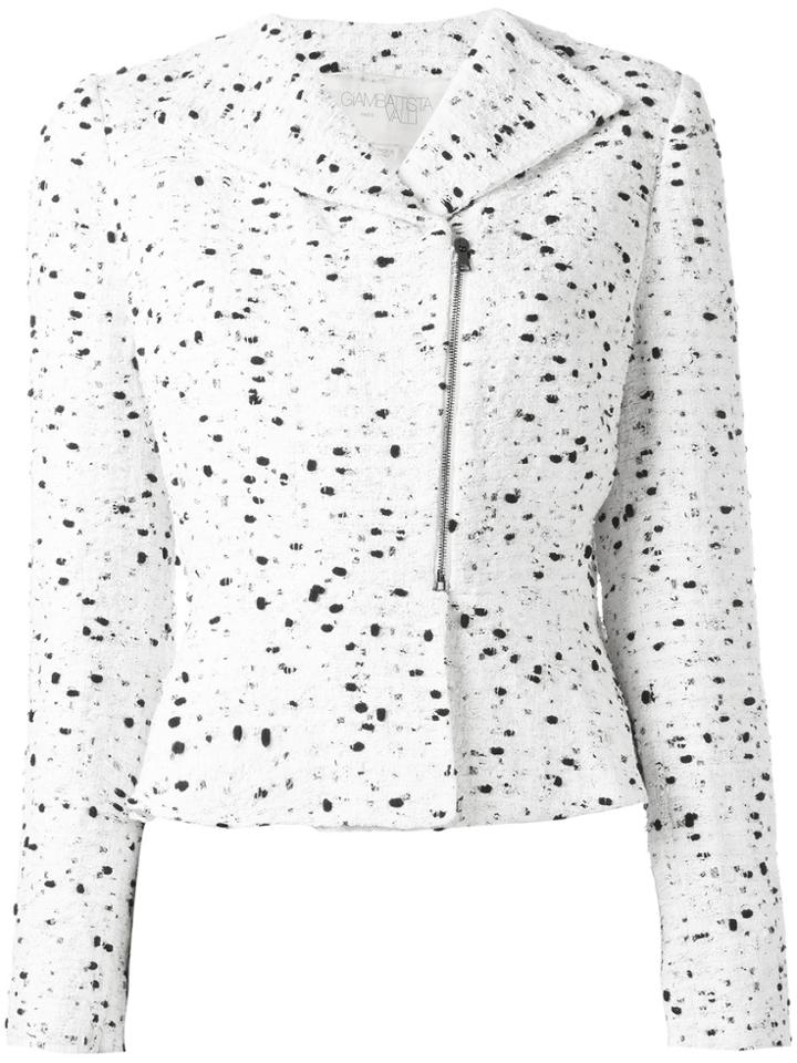 Giambattista Valli Zipped Tweed Jacket - White