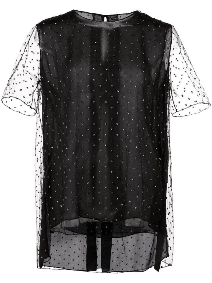 Adam Lippes Sheer Sleeve T-shirt - Black