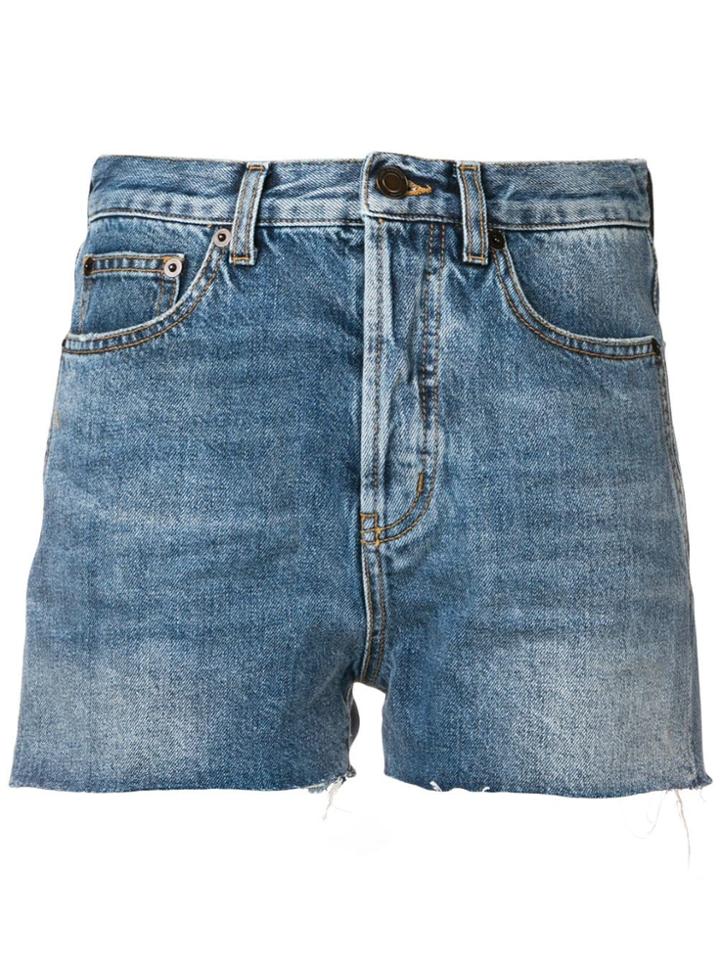 Saint Laurent Distressed Edge Shorts - Blue