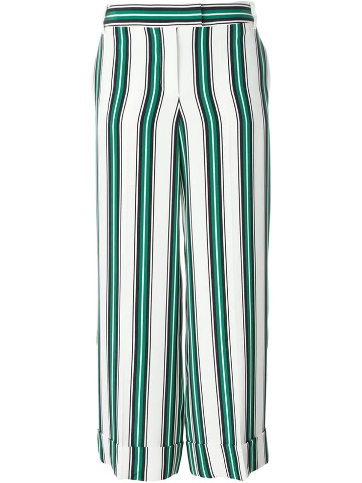 Salvatore Ferragamo Striped Wide Leg Trousers - White