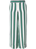 Salvatore Ferragamo Striped Wide Leg Trousers - White
