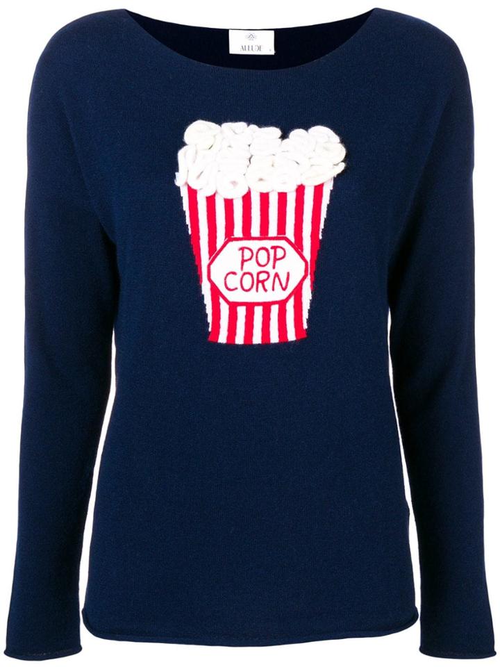 Allude Popcorn Intarsia Jumper - Blue