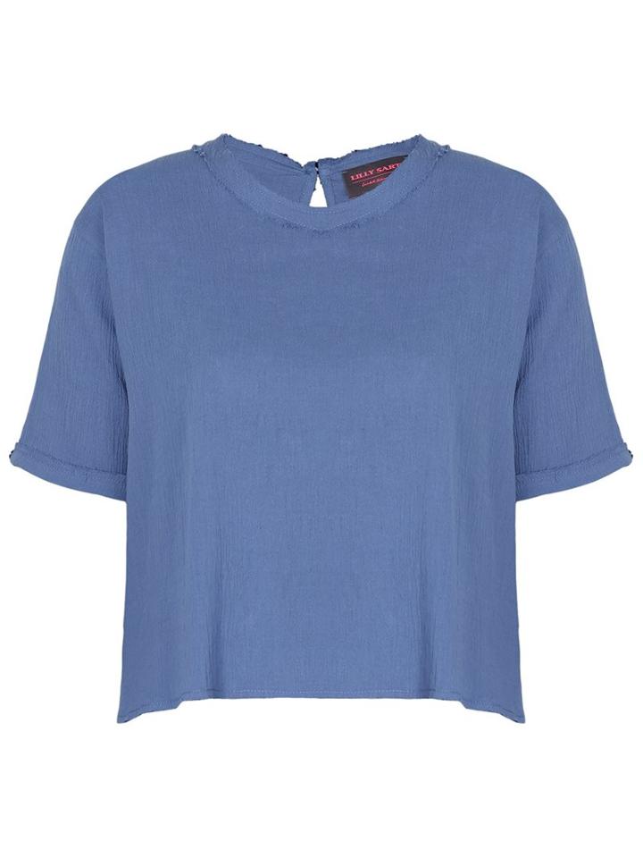 Crop Top, Women's, Size: 40, Blue, Cotton, Lilly Sarti