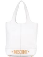 Moschino - Logo Plaque Tote Bag - Women - Leather/suede - One Size, White, Leather/suede