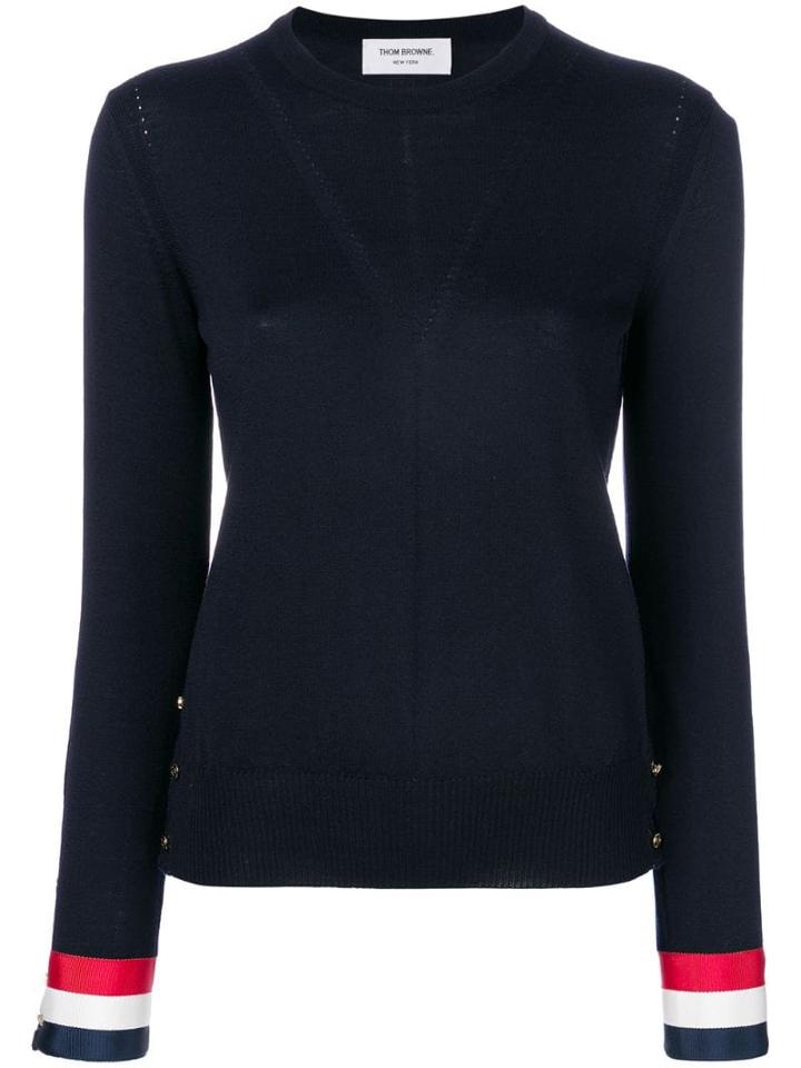 Thom Browne Stripe-cuffs Jumper - Blue