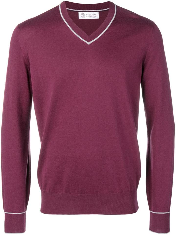 Brunello Cucinelli V-neck Sweater - Red