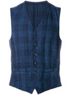 Lardini Checked Waistcoat - Blue
