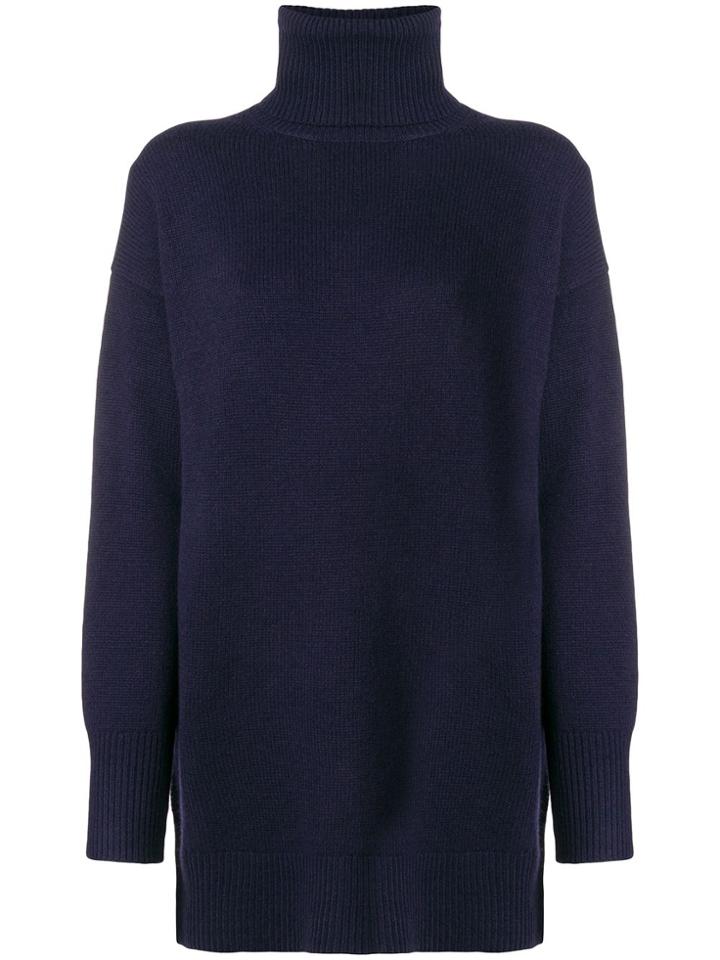 Joseph Turtleneck Longline Jumper - Blue