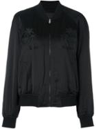 Alexander Wang Palm Embroidered Bomber Jacket, Women's, Size: Small, Black, Polyester/spandex/elastane/wool