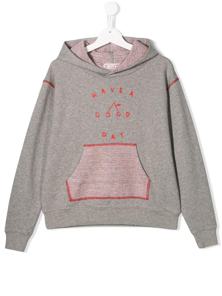 Bonpoint Teen Logo Print Hoodie - Grey