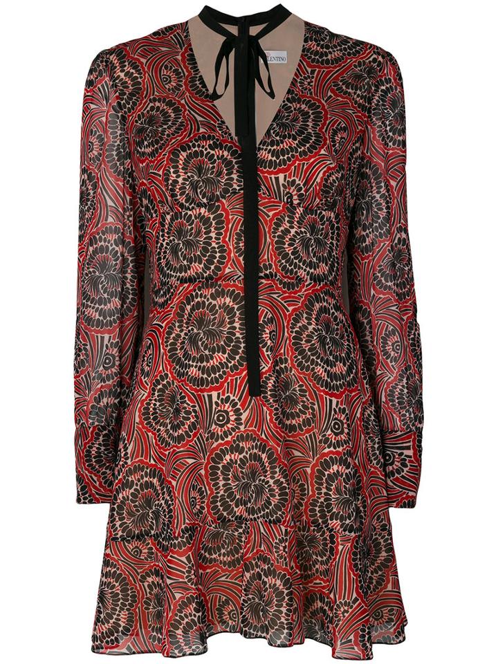 Red Valentino - Psychedelic Print Dress - Women - Silk/polyester/spandex/elastane - 38, Black, Silk/polyester/spandex/elastane