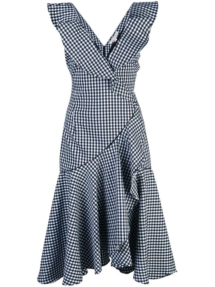 Jonathan Simkhai Check Print Ruffled Dress - Black