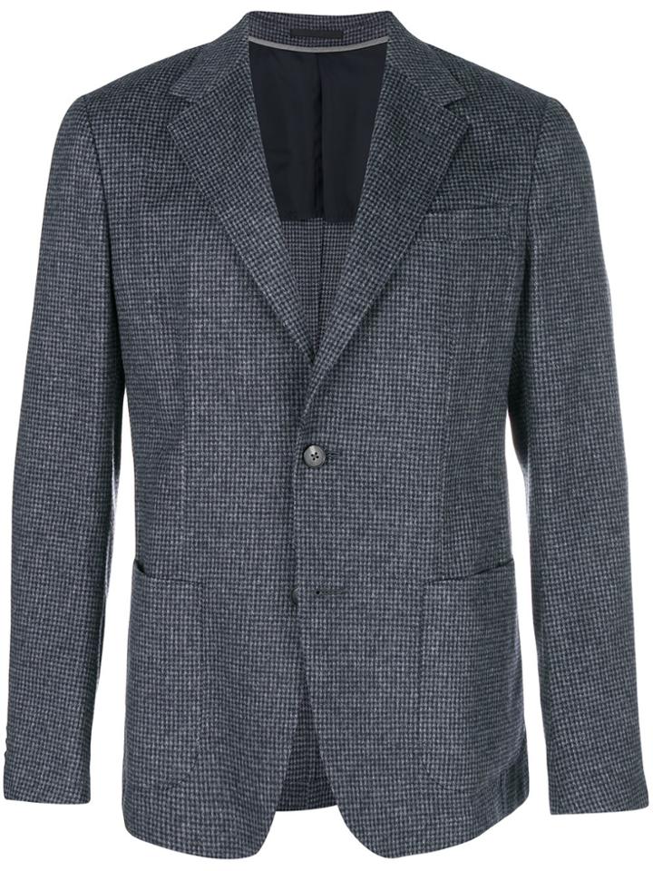 Z Zegna Houndstooth Single Breasted Blazer - Blue