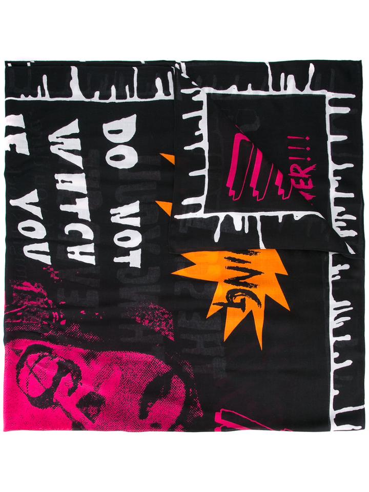 Mcq Alexander Mcqueen Print Scarf, Women's, Black, Modal