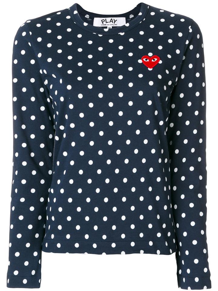 Comme Des Garçons Play - Polka Dot Jumper - Women - Cotton - M, Blue, Cotton