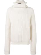 Haider Ackermann Ribbed High Collar Sweater, Men's, Size: Medium, White, Virgin Wool