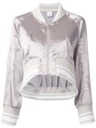 Maison Mihara Yasuhiro Metallic Cropped Bomber Jacket, Women's, Grey, Triacetate/polyester