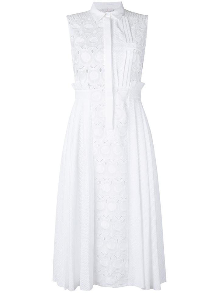 Capucci - Pleated Sides Sleeveless Dress - Women - Cotton - 44, White, Cotton