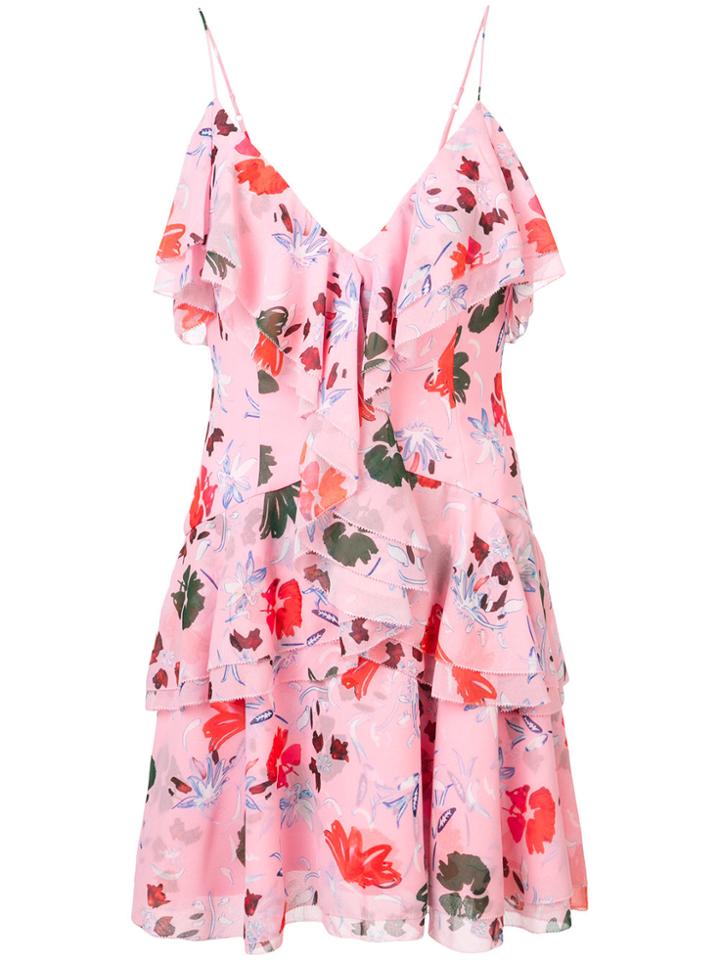 C/meo Floral Print Ruffle Dress - Pink & Purple