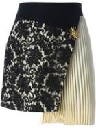 Fausto Puglisi Pleated Panel Asymmetric Lace Skirt, Women's, Size: 38, Black, Polyester/viscose/cotton/acetate