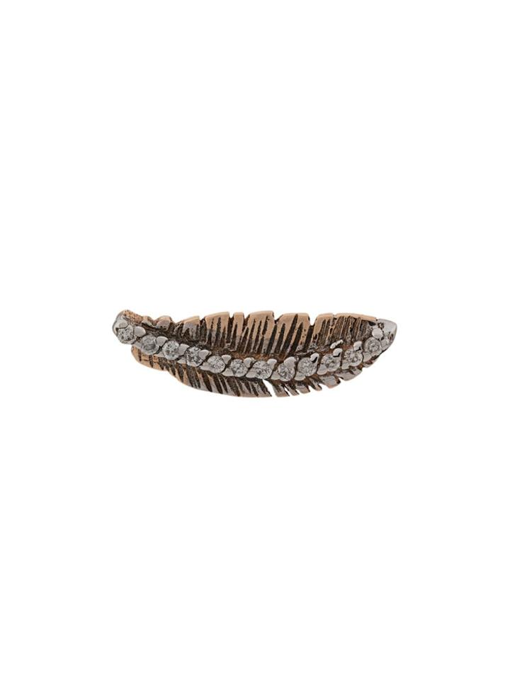 Kismet By Milka 14kt Rose Gold Feather Diamond Stud Earring