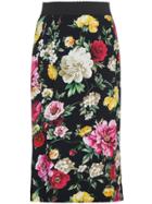 Dolce & Gabbana Silk Floral Pencil Skirt - Black