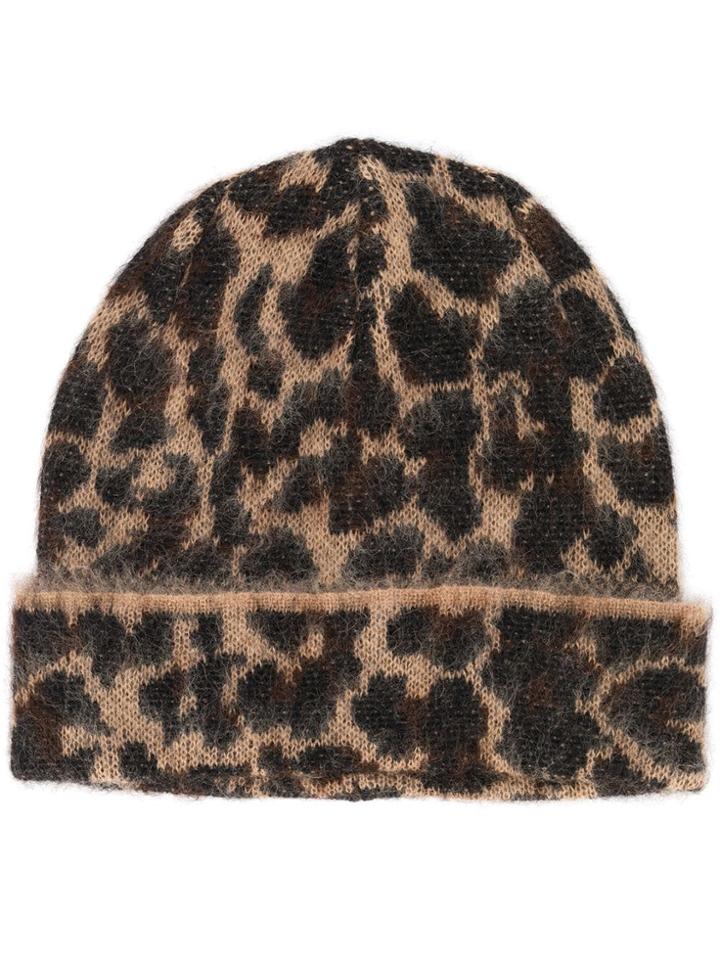 Golden Goose Leopard Print Beanie - Neutrals