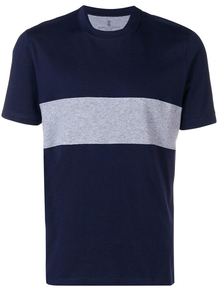 Brunello Cucinelli Contrast Band T-shirt - Blue