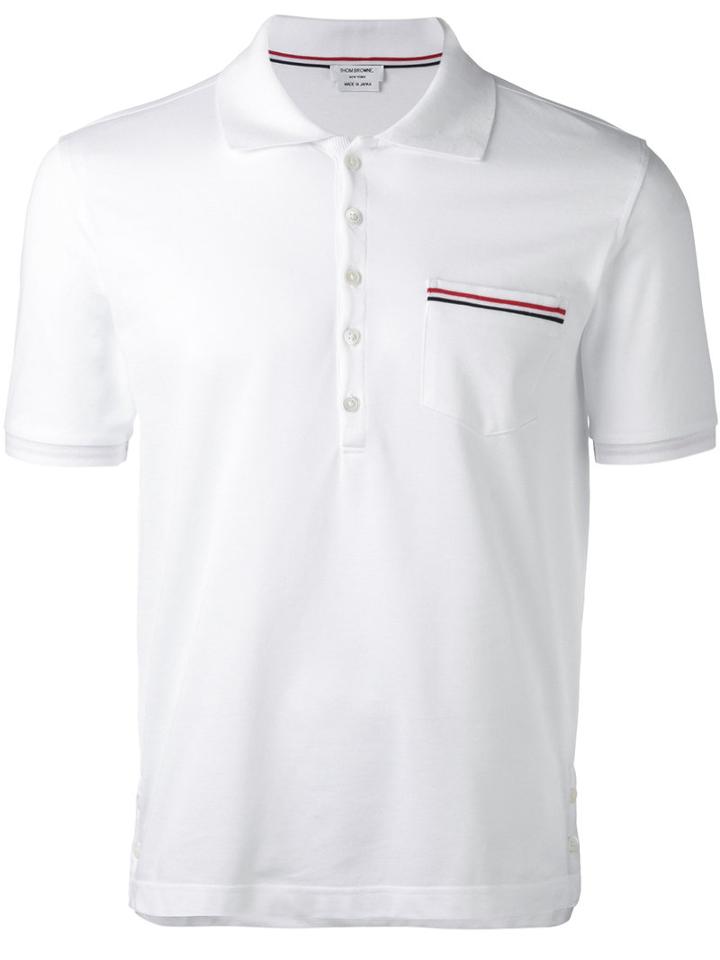 Thom Browne Chest Pocket Polo Shirt, Men's, Size: 5, White, Cotton