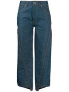 Lanvin Stitched Panels Cropped Jeans - Blue